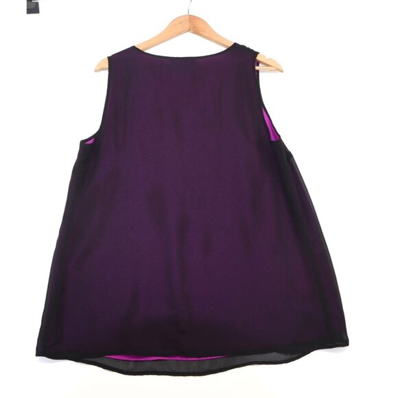 Lane Bryant Womens Plus Size 18 Purple Sleeveless Embellished Chiffon Overlay To - Picture 9 of 11